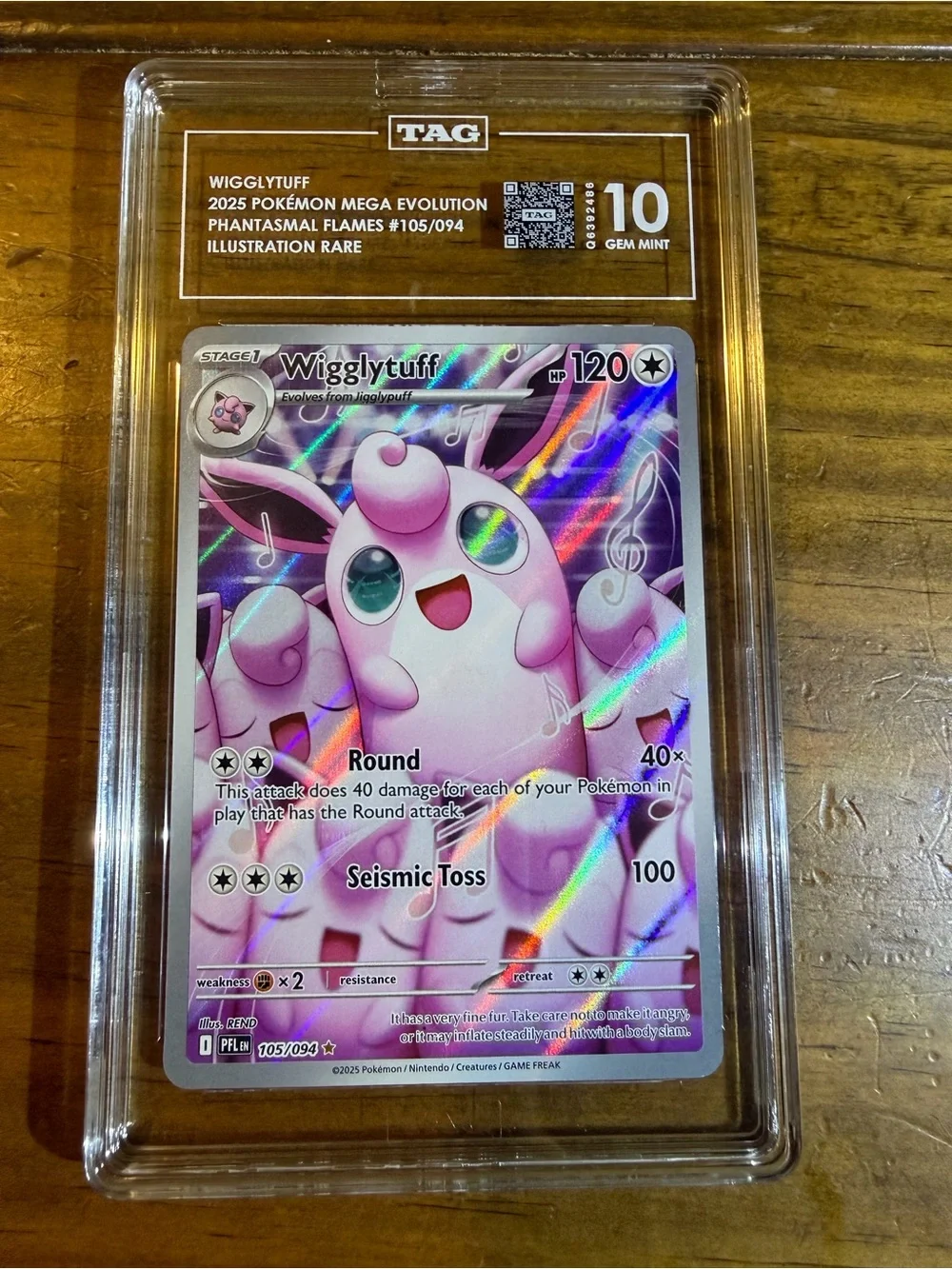 Pokemon Phantasmal Flames WIGGLYTUFF 105/094 Illustration Rare TAG 10